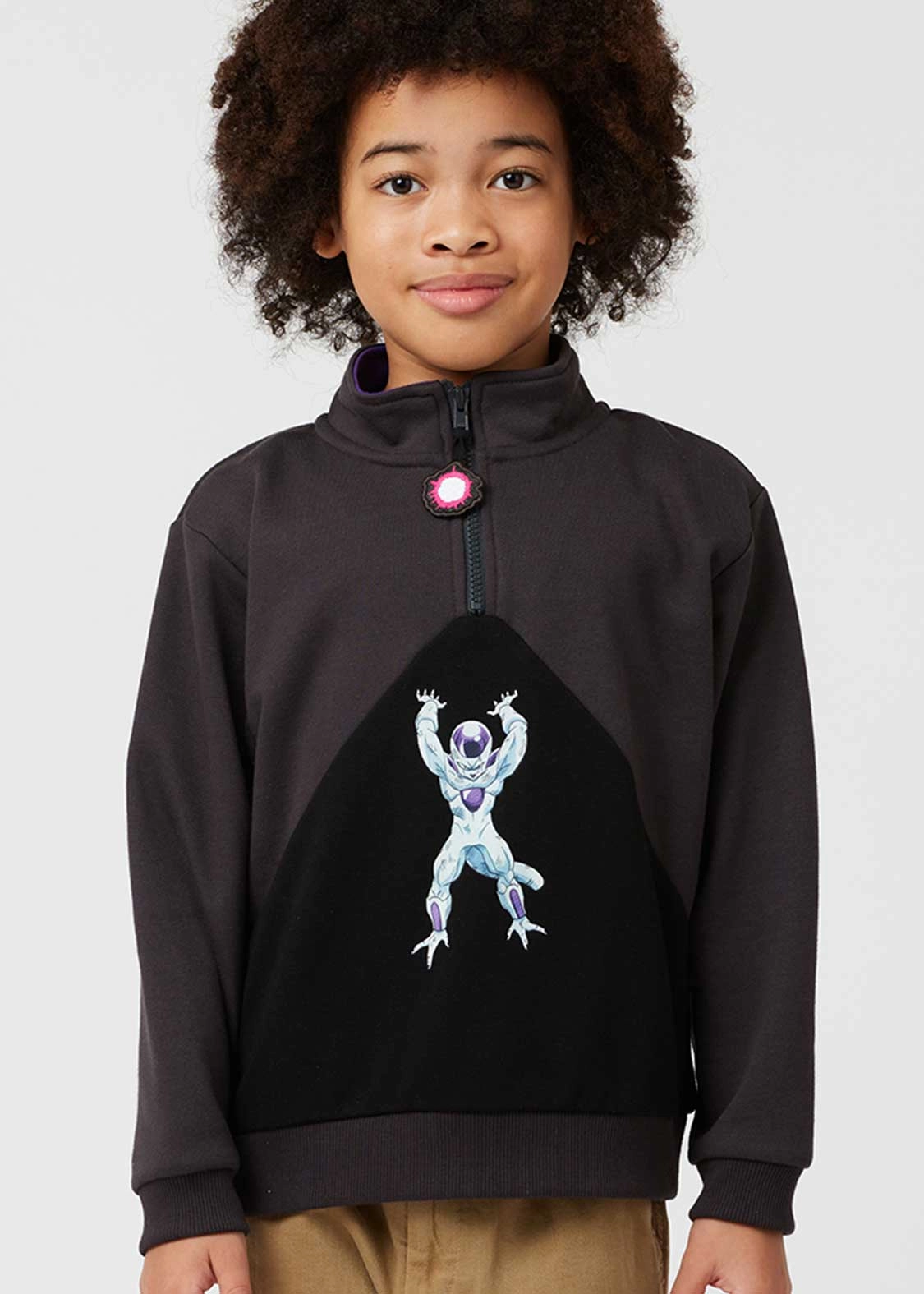 Lifetime Hobby Luxury Collectible Dragon Ball Z Graniph Collection Collaboration Clothing - Frieza VS Super Saiyan Kids fleece half zip sweatshirt