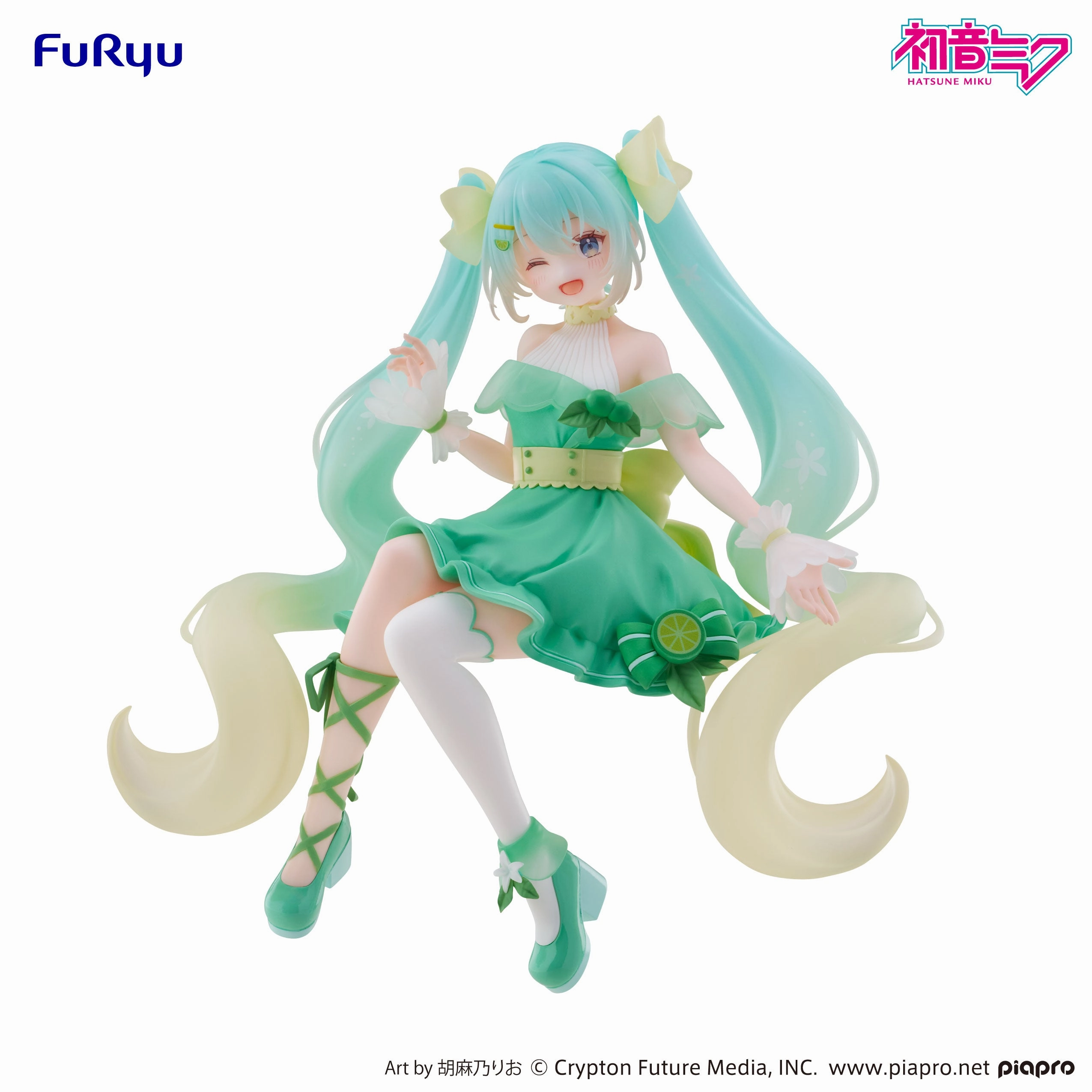 Small Statue Full Set Character Vocal Series 01: Hatsune Miku Noodle Stopper Figure Hatsune Miku Lime ver