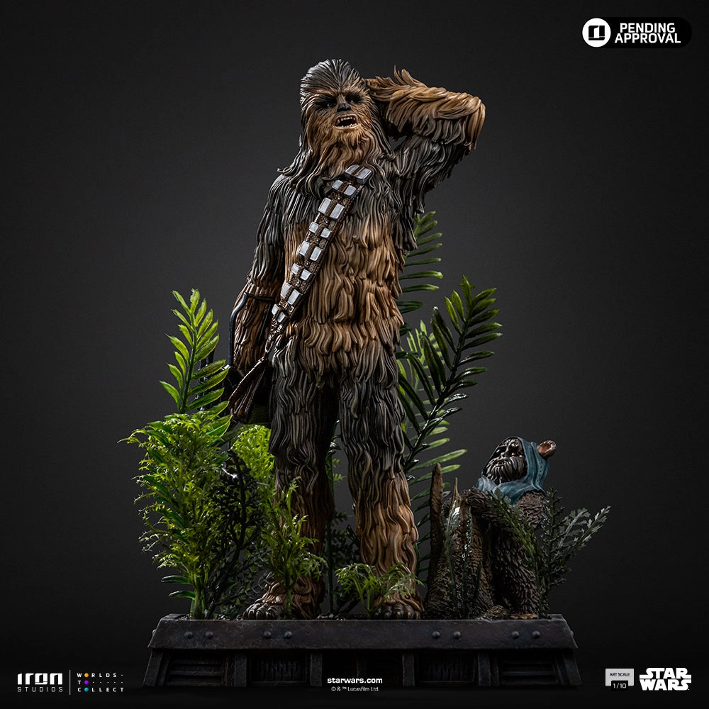PVC Piece Anime Collectible Return of the Jedi - Star Wars Chewbacca & Tokkat Art Scale 1/10
