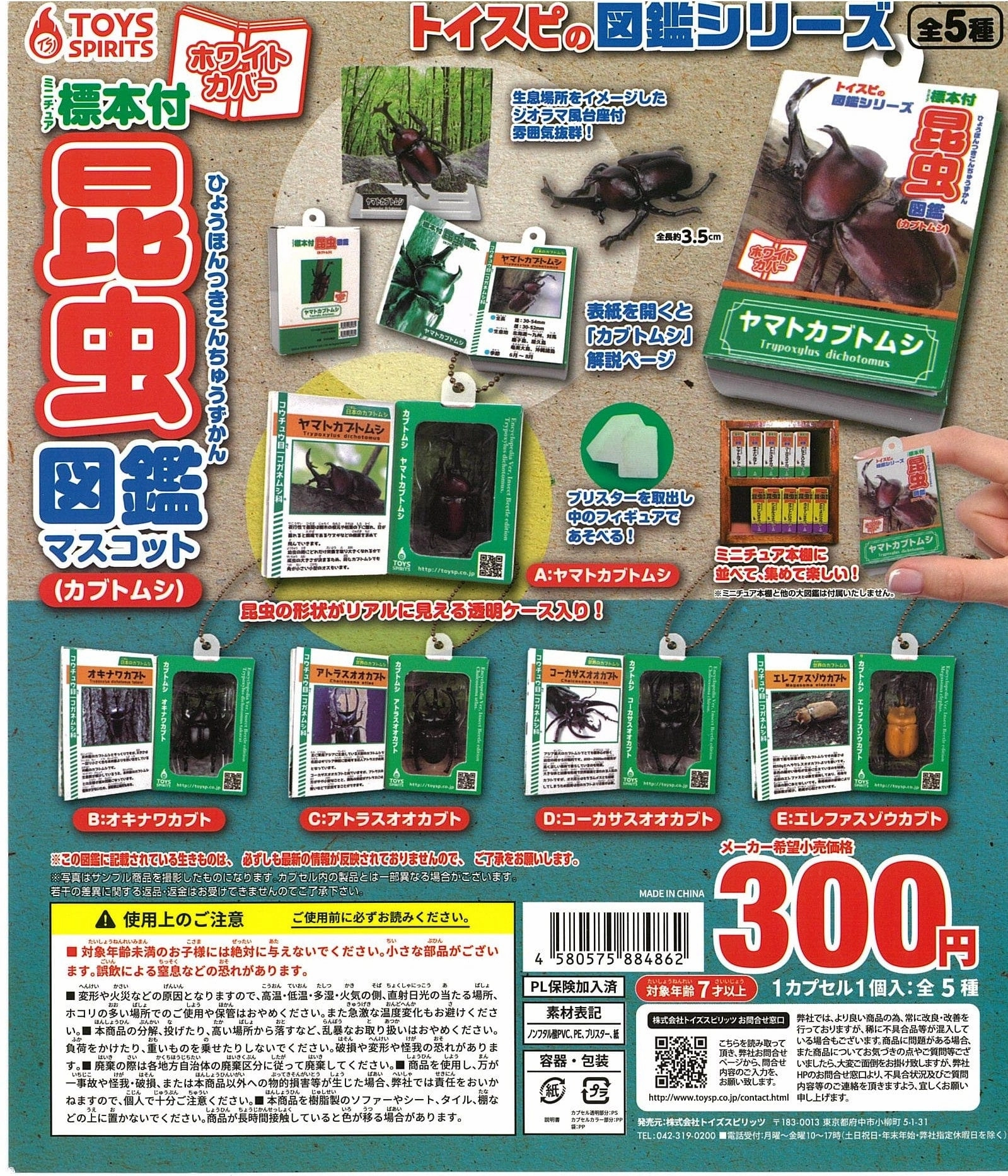 CP2263 Insect Encyclopedia Mascot with Miniature Specimen Beetle White Cover Fish Model