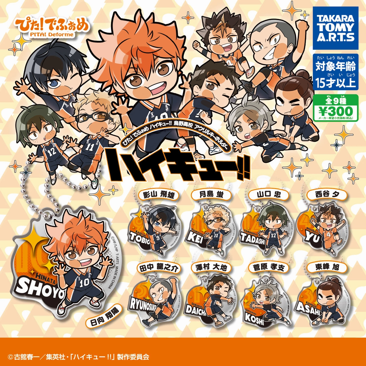 CP3045 Pita! Deformed Haikyu!! Karasuno High School Acrylic Keychain Art Deco Farm Animal
