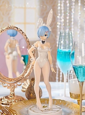 Full Set Robot Goods FURYU Re ZERO BiCute Bunnies Figure Rem White Pearl Color ver