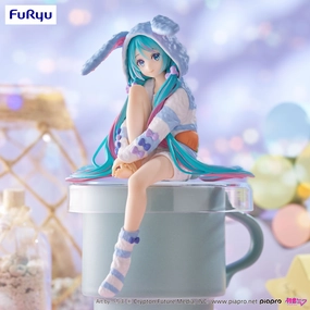 Hatsune Miku Noodle Stopper Figure Rabbit Ear Hood Pajama Blue Color ver Collectible Merchandise